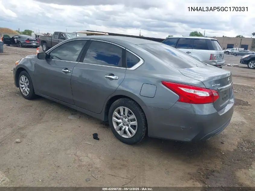 2016 Nissan Altima 2.5/2.5 S/2.5 Sl/2.5 Sr/2.5 Sv VIN: 1N4AL3AP5GC170331 Lot: 42258720