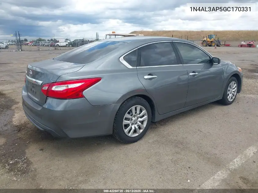 2016 Nissan Altima 2.5/2.5 S/2.5 Sl/2.5 Sr/2.5 Sv VIN: 1N4AL3AP5GC170331 Lot: 42258720