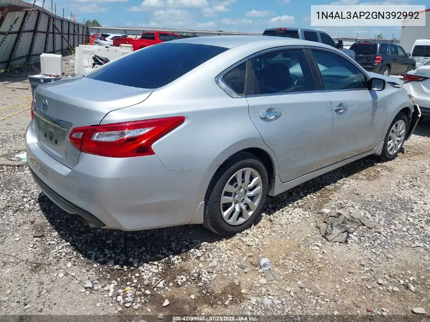 2016 Nissan Altima 2.5 S VIN: 1N4AL3AP2GN392992 Lot: 42799505