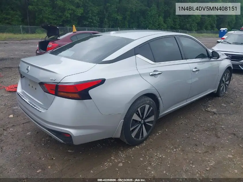 2021 Nissan Altima Sv Fwd VIN: 1N4BL4DV5MN408151 Lot: 42255506
