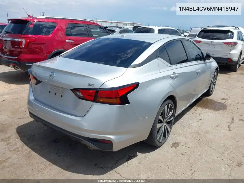 2021 Nissan Altima Sr Fwd VIN: 1N4BL4CV6MN418947 Lot: 42604556