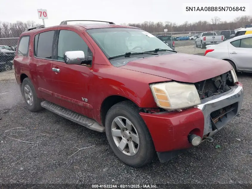 2005 Nissan Armada Le VIN: 5N1AA08B85N706842 Lot: 41532244