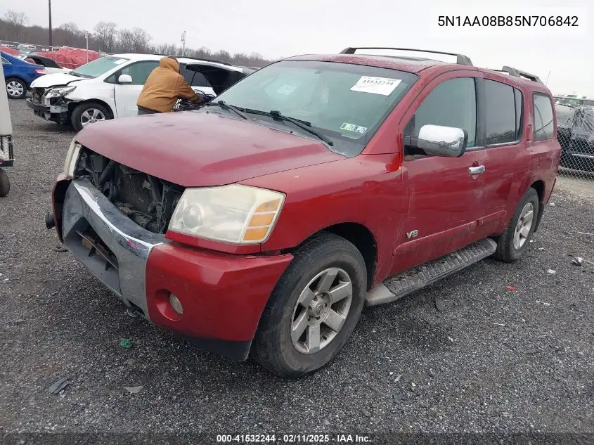2005 Nissan Armada Le VIN: 5N1AA08B85N706842 Lot: 41532244