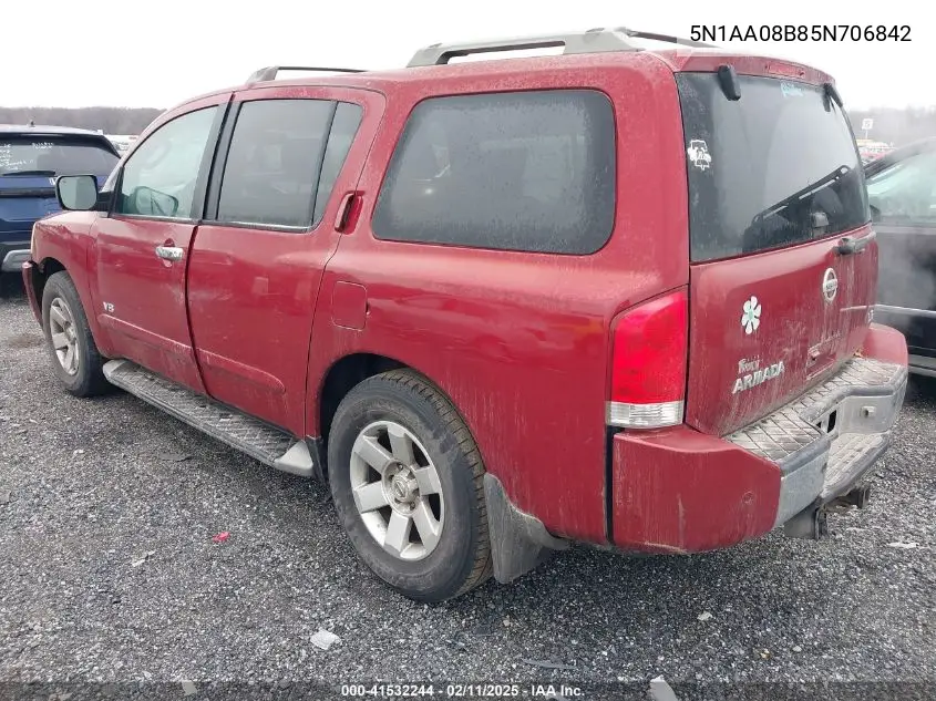 2005 Nissan Armada Le VIN: 5N1AA08B85N706842 Lot: 41532244
