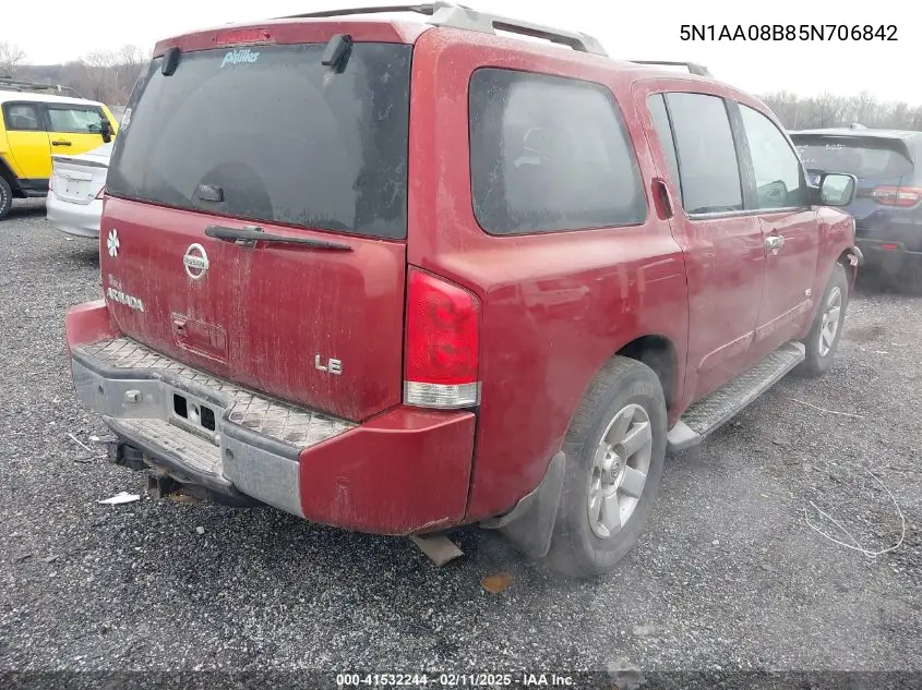 2005 Nissan Armada Le VIN: 5N1AA08B85N706842 Lot: 41532244