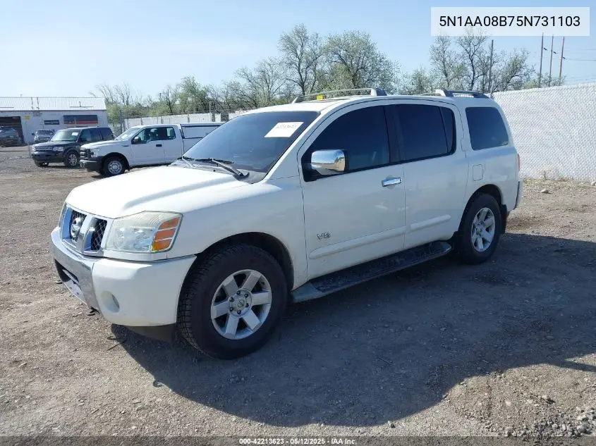 2005 Nissan Armada Le VIN: 5N1AA08B75N731103 Lot: 42213623