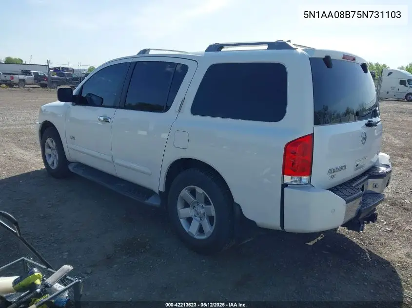 2005 Nissan Armada Le VIN: 5N1AA08B75N731103 Lot: 42213623