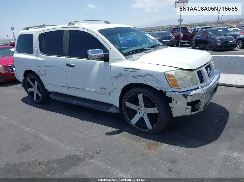 2005 Nissan Armada Se VIN: 5N1AA08A05N715655 Lot: 42267333