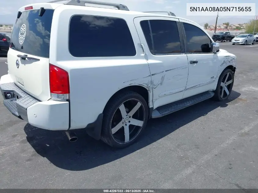 2005 Nissan Armada Se VIN: 5N1AA08A05N715655 Lot: 42267333