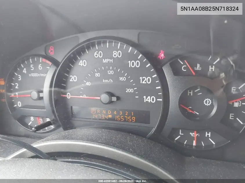 2005 Nissan Armada Le VIN: 5N1AA08B25N718324 Lot: 42591462