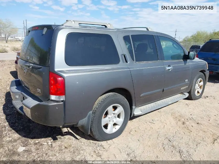 2005 Nissan Armada Se VIN: 5N1AA08A35N739948 Lot: 42606517