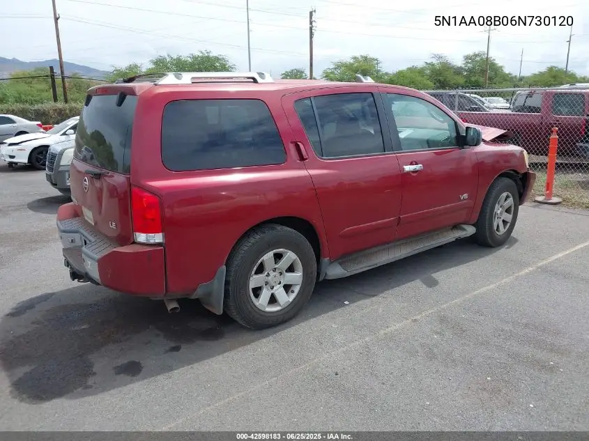 2006 Nissan Armada Le VIN: 5N1AA08B06N730120 Lot: 42598183