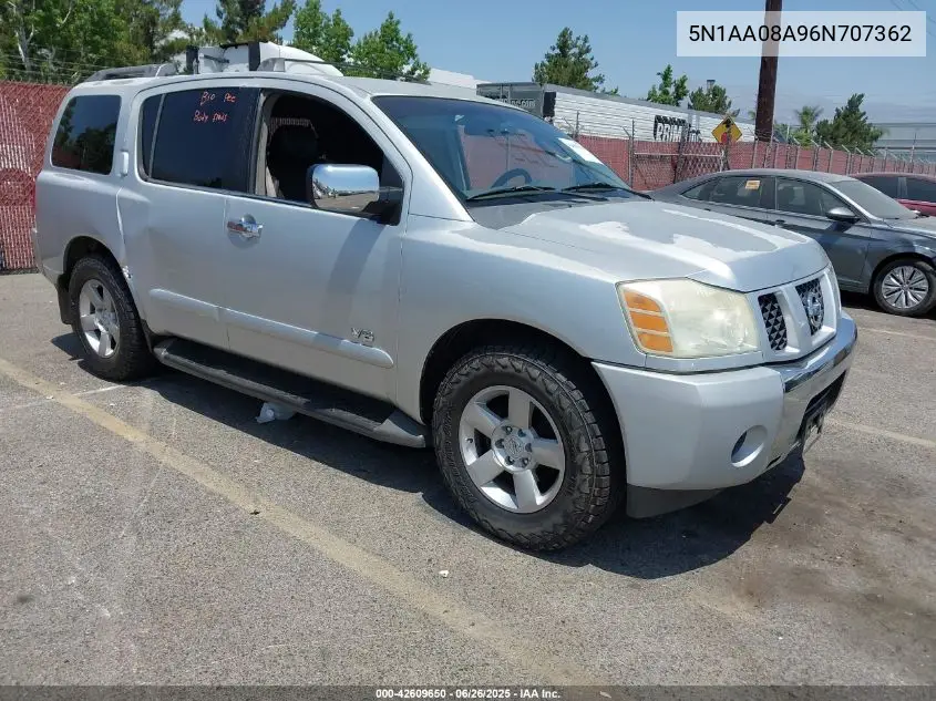 2006 Nissan Armada Se VIN: 5N1AA08A96N707362 Lot: 42609650
