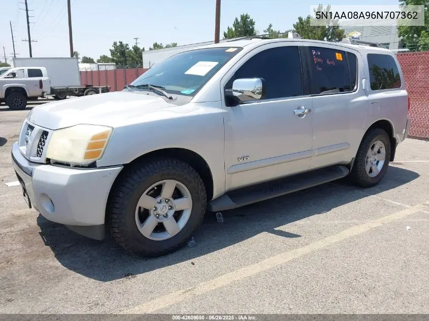 2006 Nissan Armada Se VIN: 5N1AA08A96N707362 Lot: 42609650
