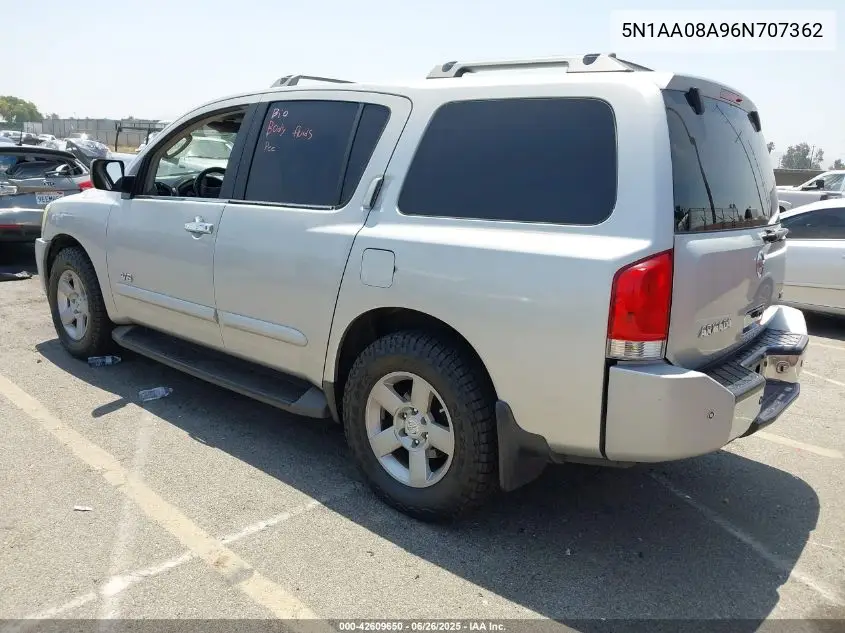 2006 Nissan Armada Se VIN: 5N1AA08A96N707362 Lot: 42609650