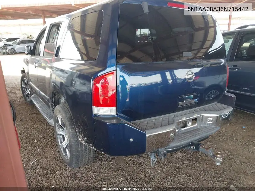 2006 Nissan Armada Se VIN: 5N1AA08A36N715442 Lot: 42629477
