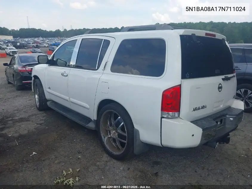 2007 Nissan Armada Le VIN: 5N1BA08A17N711024 Lot: 42615013