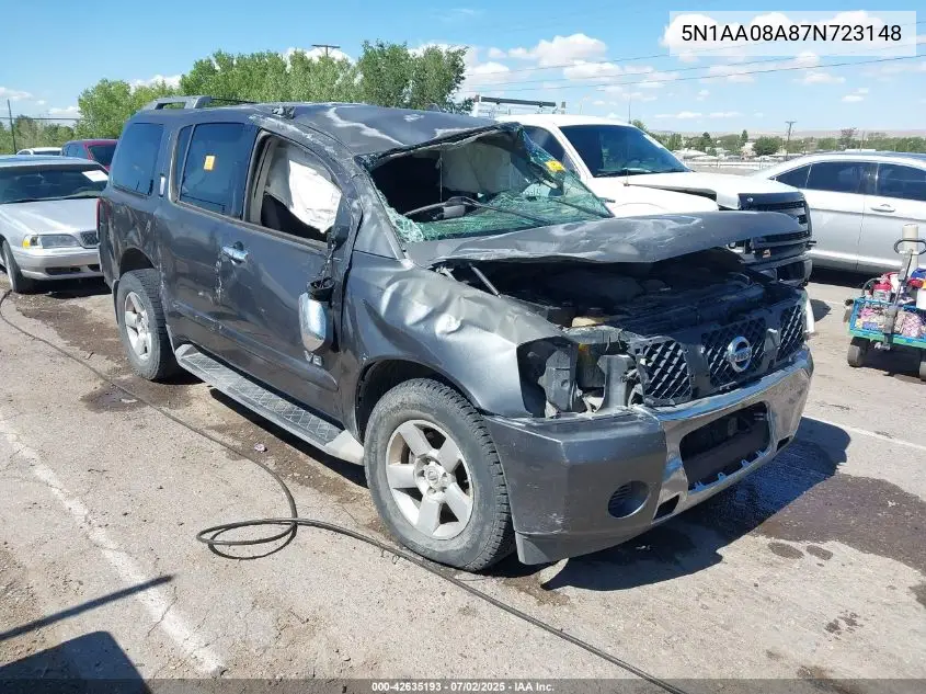 2007 Nissan Armada Se VIN: 5N1AA08A87N723148 Lot: 42635193