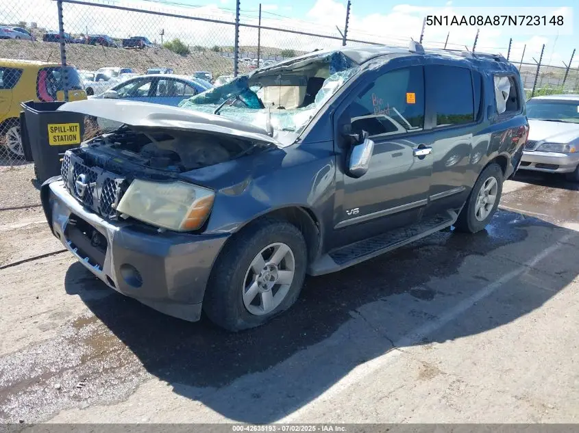 2007 Nissan Armada Se VIN: 5N1AA08A87N723148 Lot: 42635193