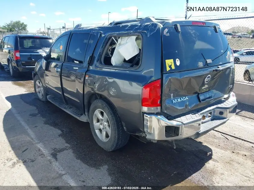 2007 Nissan Armada Se VIN: 5N1AA08A87N723148 Lot: 42635193
