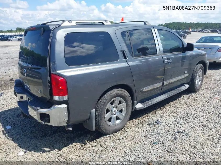 2007 Nissan Armada Le VIN: 5N1BA08A27N709363 Lot: 42639451