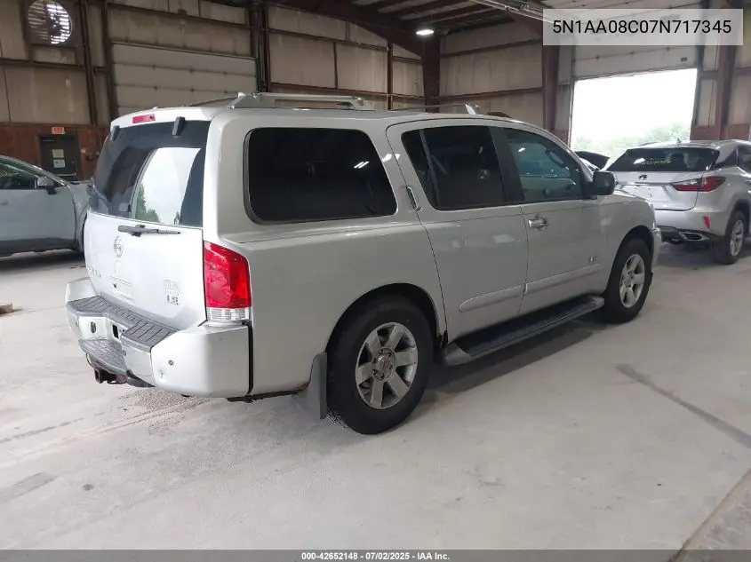 2007 Nissan Armada Le VIN: 5N1AA08C07N717345 Lot: 42652148