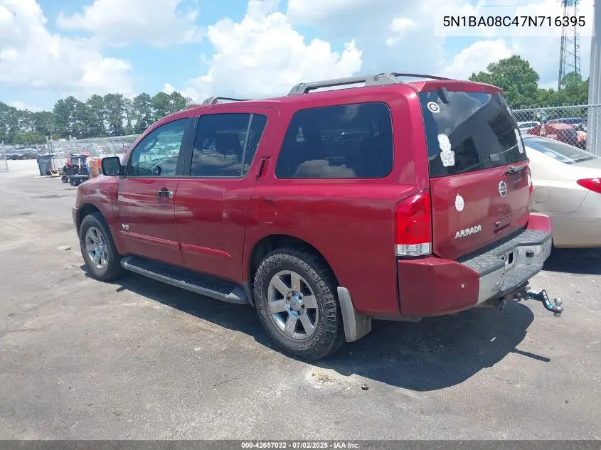 2007 Nissan Armada Le VIN: 5N1BA08C47N716395 Lot: 42657032