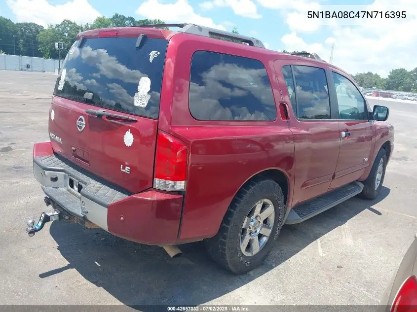 2007 Nissan Armada Le VIN: 5N1BA08C47N716395 Lot: 42657032