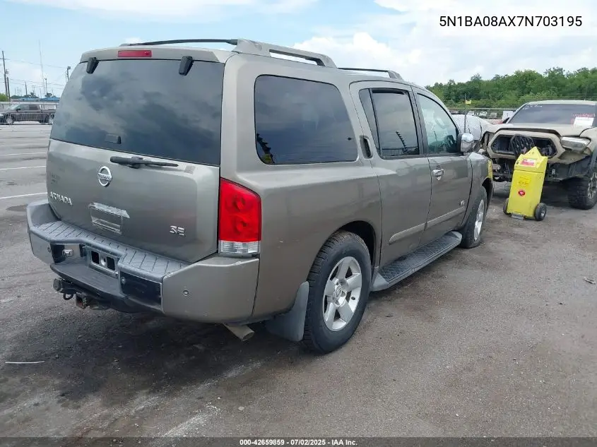 2007 Nissan Armada Se VIN: 5N1BA08AX7N703195 Lot: 42659859