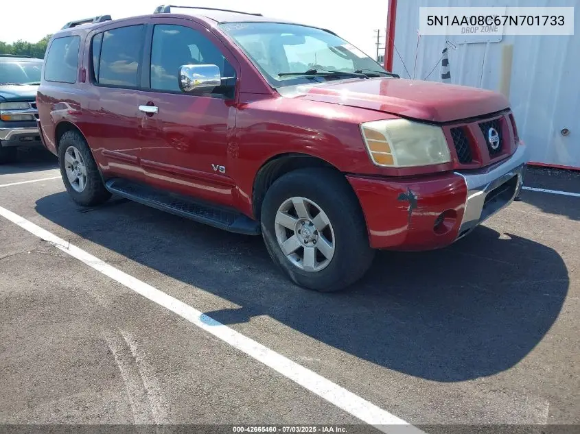 2007 Nissan Armada Se VIN: 5N1AA08C67N701733 Lot: 42665460