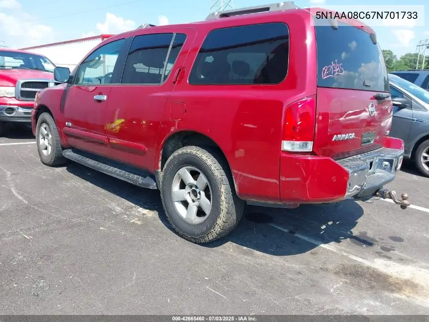 2007 Nissan Armada Se VIN: 5N1AA08C67N701733 Lot: 42665460