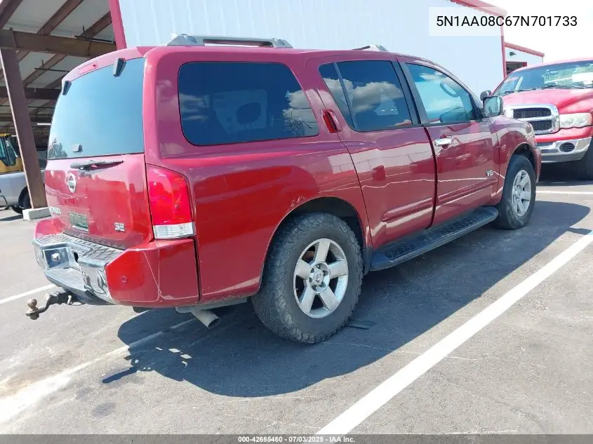 2007 Nissan Armada Se VIN: 5N1AA08C67N701733 Lot: 42665460