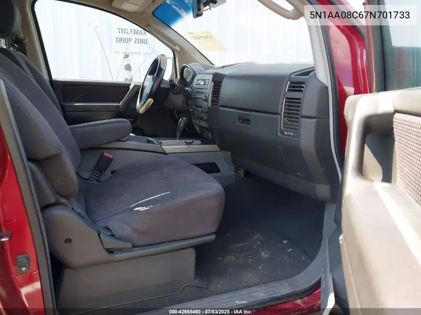 2007 Nissan Armada Se VIN: 5N1AA08C67N701733 Lot: 42665460