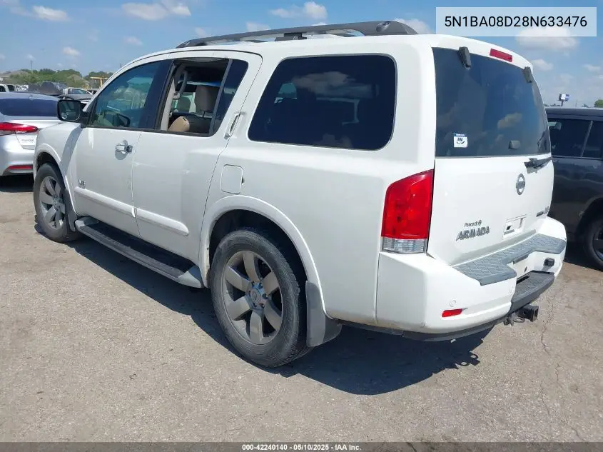 2008 Nissan Armada Le VIN: 5N1BA08D28N633476 Lot: 42240140