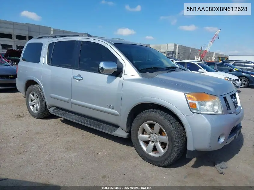 2008 Nissan Armada Se VIN: 5N1AA08DX8N612628 Lot: 42595005