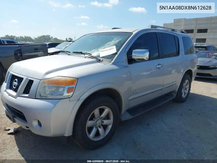 2008 Nissan Armada Se VIN: 5N1AA08DX8N612628 Lot: 42595005