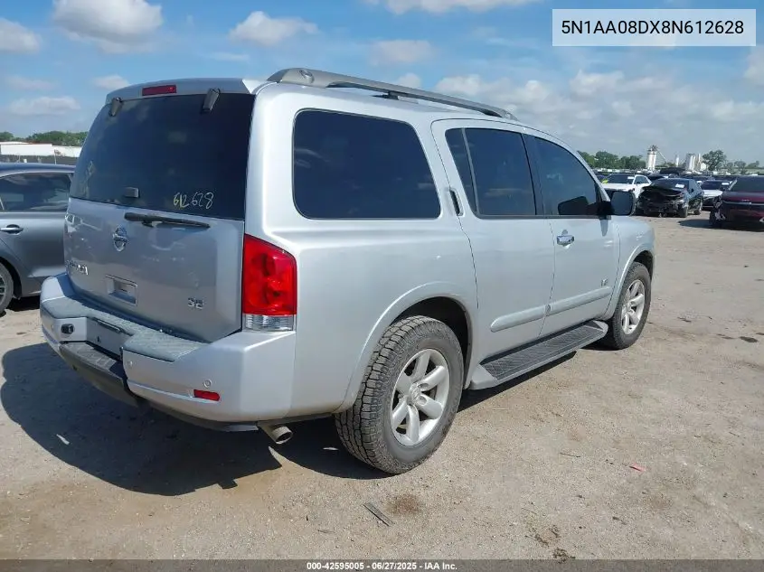 2008 Nissan Armada Se VIN: 5N1AA08DX8N612628 Lot: 42595005