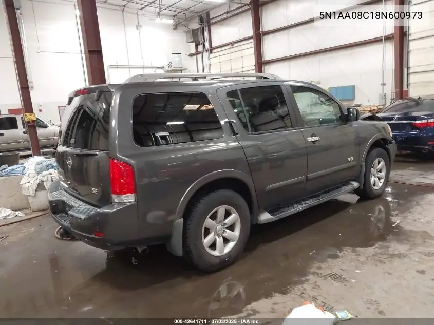 2008 Nissan Armada Se VIN: 5N1AA08C18N600973 Lot: 42641711