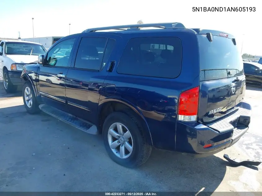 2010 Nissan Armada Se VIN: 5N1BA0ND1AN605193 Lot: 42233271