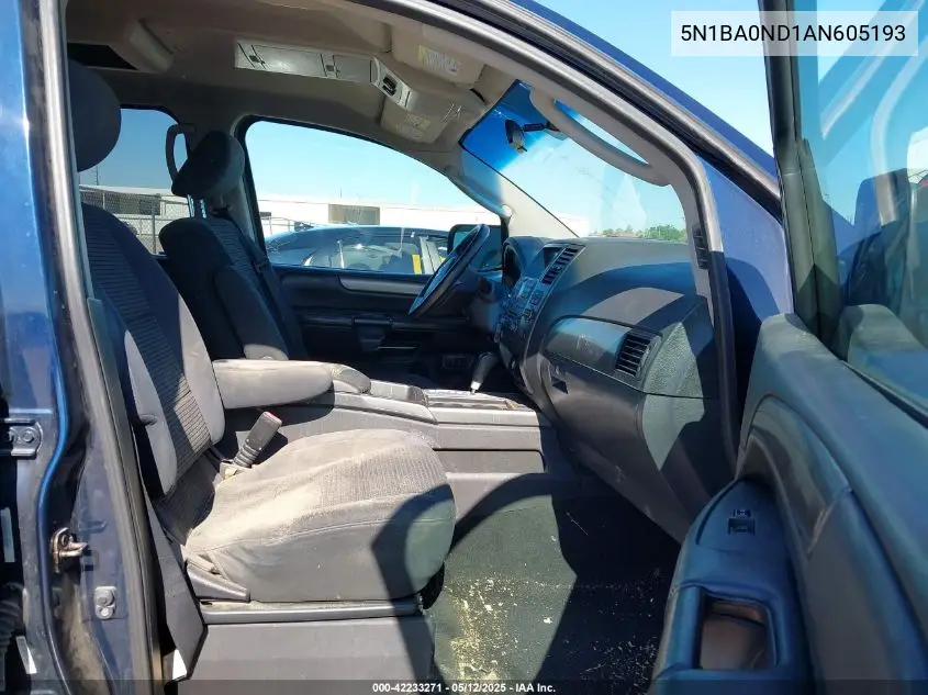 2010 Nissan Armada Se VIN: 5N1BA0ND1AN605193 Lot: 42233271
