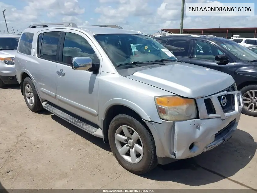 2010 Nissan Armada Se VIN: 5N1AA0ND8AN616106 Lot: 42623934