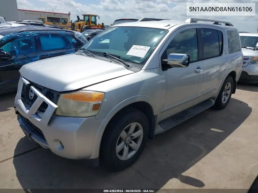 2010 Nissan Armada Se VIN: 5N1AA0ND8AN616106 Lot: 42623934