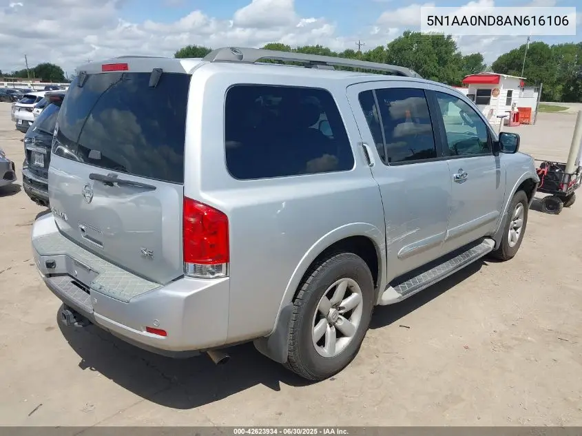 2010 Nissan Armada Se VIN: 5N1AA0ND8AN616106 Lot: 42623934