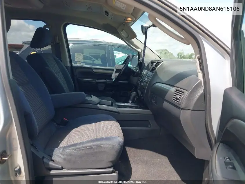 2010 Nissan Armada Se VIN: 5N1AA0ND8AN616106 Lot: 42623934