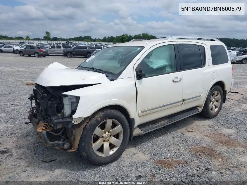 2011 Nissan Armada Sl VIN: 5N1BA0ND7BN600579 Lot: 42647163