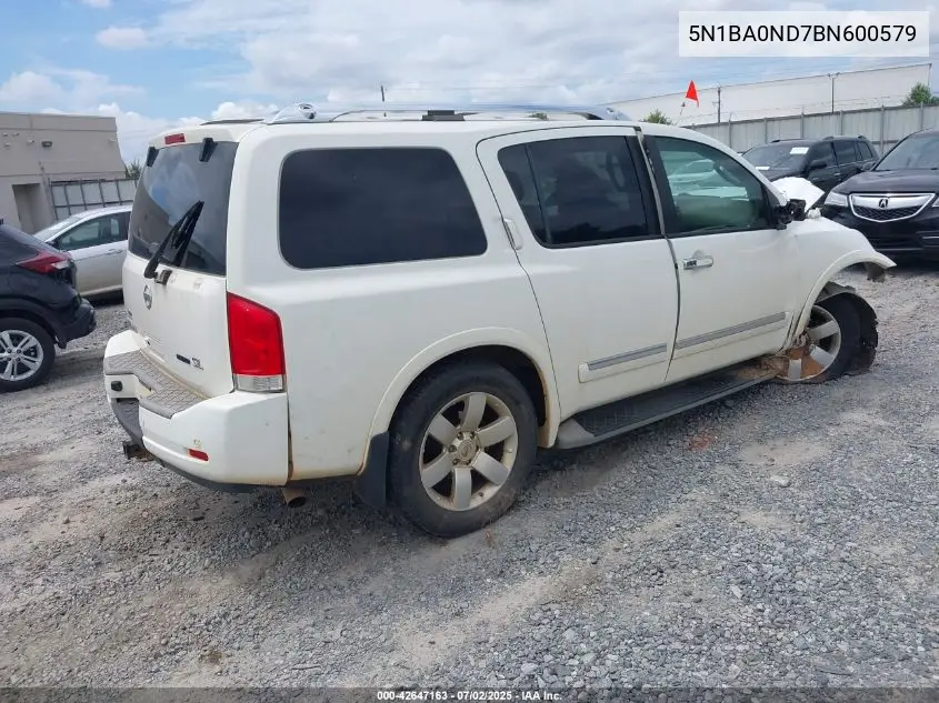 2011 Nissan Armada Sl VIN: 5N1BA0ND7BN600579 Lot: 42647163