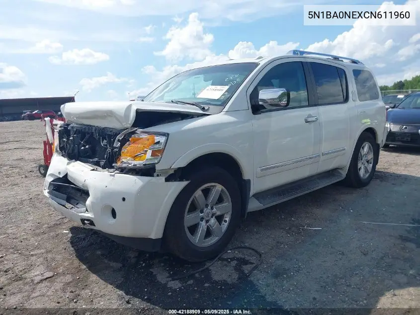 2012 Nissan Armada Platinum VIN: 5N1BA0NEXCN611960 Lot: 42188909