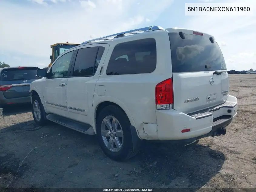 2012 Nissan Armada Platinum VIN: 5N1BA0NEXCN611960 Lot: 42188909