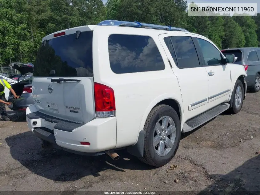 2012 Nissan Armada Platinum VIN: 5N1BA0NEXCN611960 Lot: 42188909