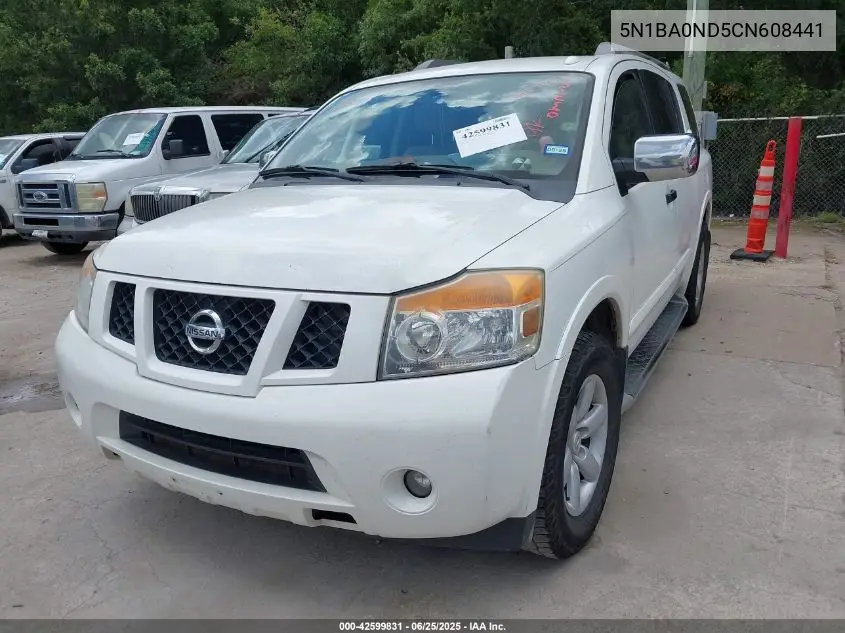 2012 Nissan Armada Sv VIN: 5N1BA0ND5CN608441 Lot: 42599831